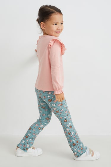 Enfants filles - Legging flared - à fleurs - bleu