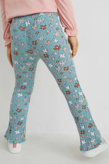 Enfants filles - Legging flared - à fleurs - bleu