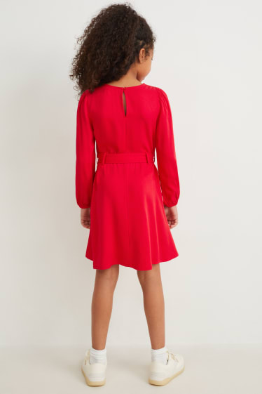 Bambine - Vestito con cintura - rosso