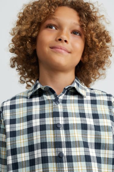 Kinderen: jongens - Overhemd - geruit - blauw