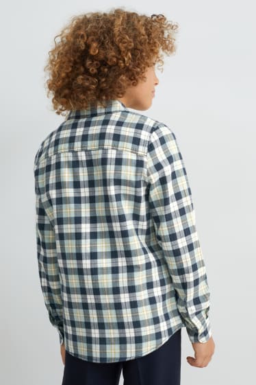 Kinderen: jongens - Overhemd - geruit - blauw