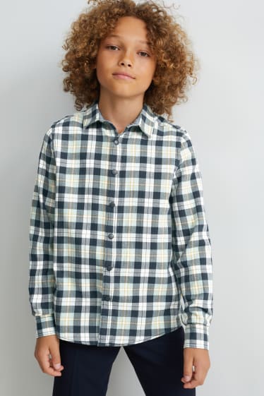 Kinderen: jongens - Overhemd - geruit - blauw