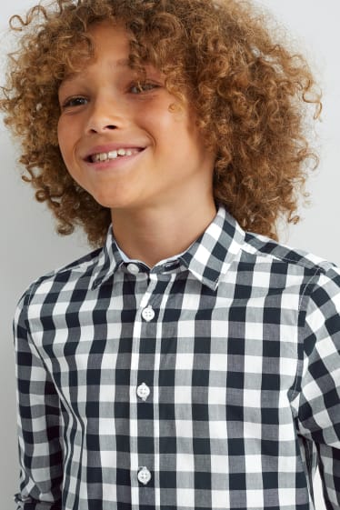Nen - Camisa - de quadres - blau fosc / blanc trencat