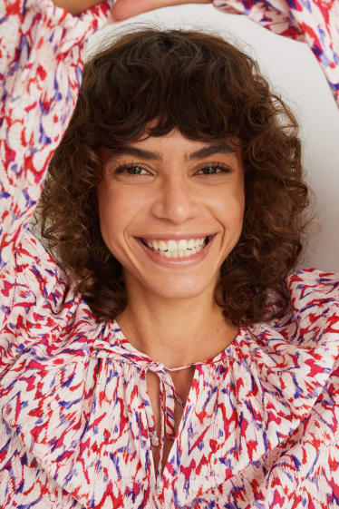 Femmes - Chemisier - à motif - blanc / rouge