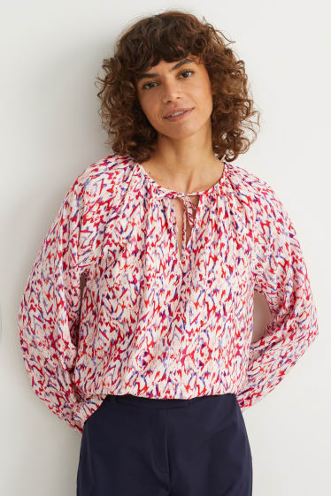Femmes - Chemisier - à motif - blanc / rouge