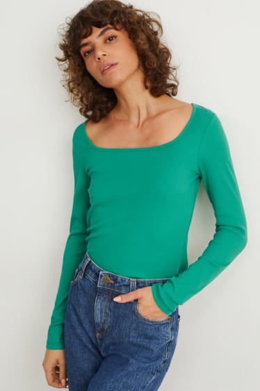 Kobiety - Koszulka z długim rękawem basic - zielony