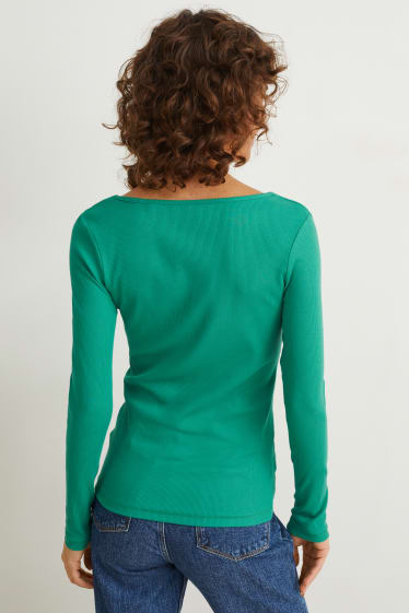 Femmes - Haut basique à manches longues - vert