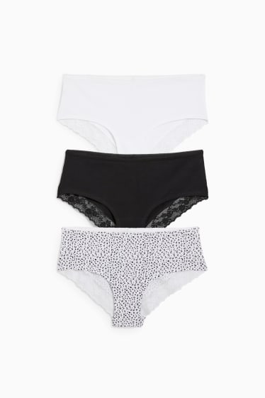 Donna - Confezione da 3 - coulotte - nero / bianco