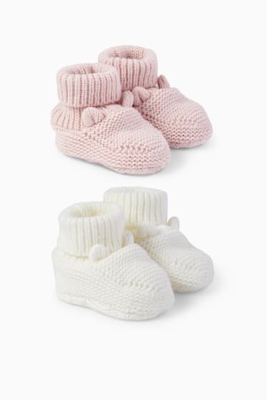 Bébés - Lot de 2 - chaussons bébé - blanc crème