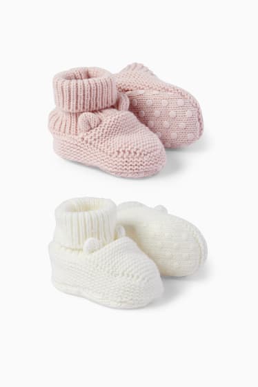 Babys - Set van 2 - baby-kruipschoentjes - crème wit