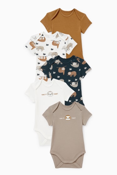 Baby Jungen - Multipack 5er - Baby-Body - hellgrau