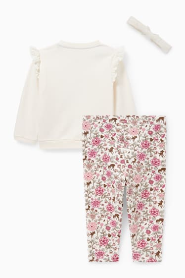 Baby: meisjes - Bambi - baby-outfit - 3-delig - crème wit