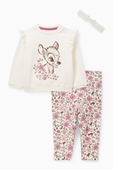 Baby: meisjes - Bambi - baby-outfit - 3-delig - crème wit