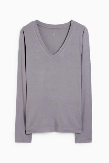 Donna - Maglia a maniche lunghe basic - grigio