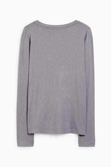 Damen - Basic-Langarmshirt - grau