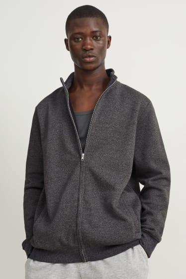 Hommes - Sweat zippé - gris chiné