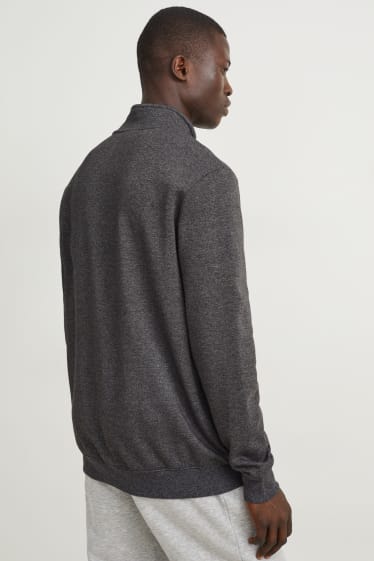 Hommes - Sweat zippé - gris chiné