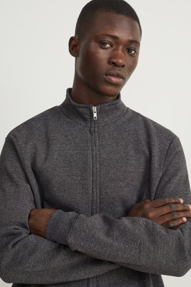 Hommes - Sweat zippé - gris chiné