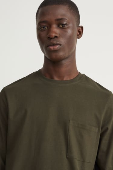 Hombre - Camiseta de manga larga - verde oscuro