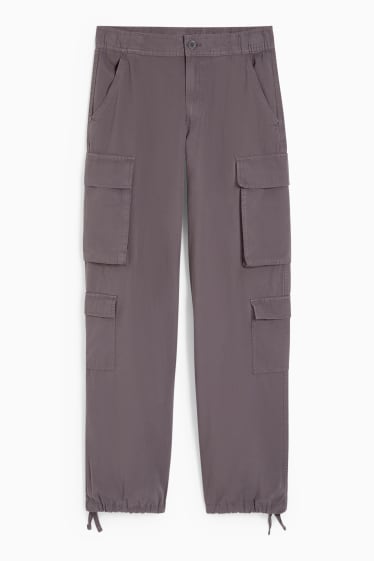 Ados & jeunes adultes - CLOCKHOUSE - pantalon cargo - mid waist - relaxed fit - gris