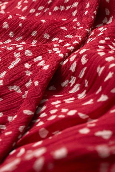 Dámské - Zavinovací šaty - se vzorem - červená / krémově bílá