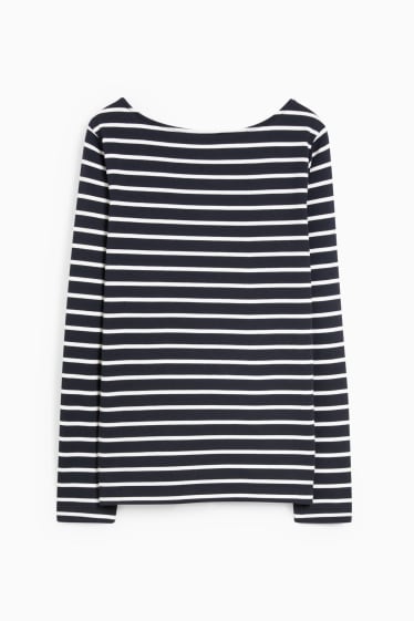 Women - Basic long sleeve top - striped - dark blue