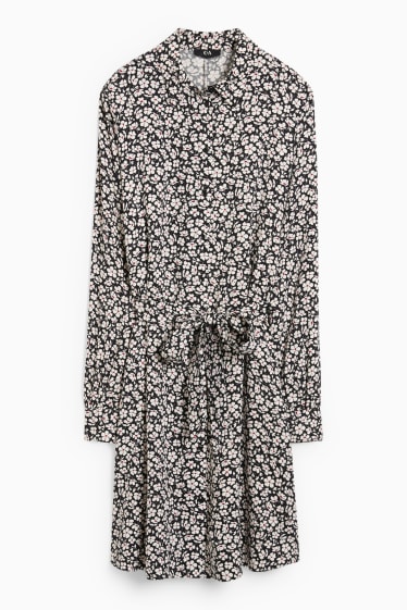 Dona - Vestit camiser - de flors - negre