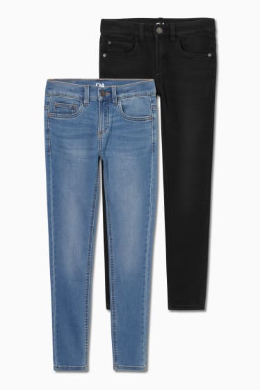 Kinderen: jongens - Set van 2 - skinny jeans - jog denim - jeansblauw