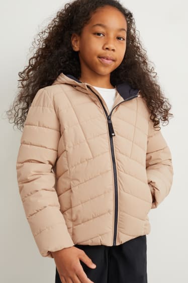 Children - Quilted jacket with hood - waterproof - beige