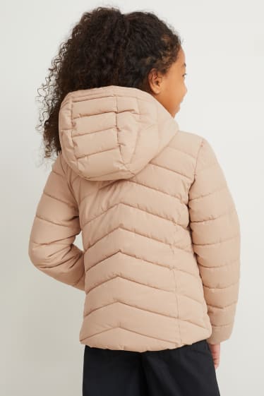 Children - Quilted jacket with hood - waterproof - beige