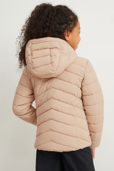 Kinder - Steppjacke mit Kapuze - wasserdicht - beige