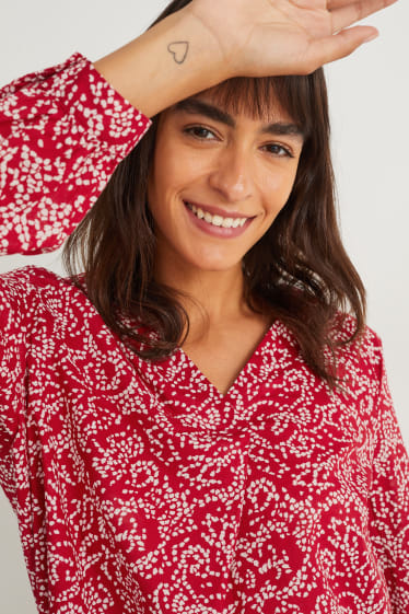 Femmes - Chemisier - à motif - rouge foncé