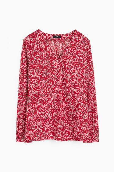 Femmes - Chemisier - à motif - rouge foncé