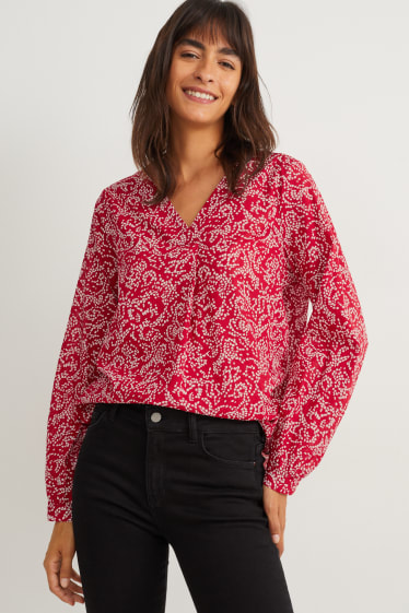 Femmes - Chemisier - à motif - rouge foncé