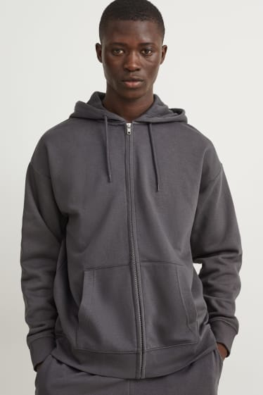 Heren - Sweatvest met capuchon - grijs