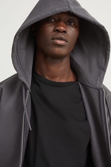 Heren - Sweatvest met capuchon - grijs