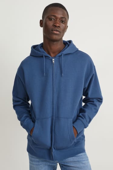 Hommes - Sweat zippé à capuche - bleu