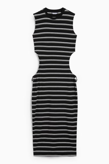 Femmes - Robe moulante - à rayures - noir / blanc