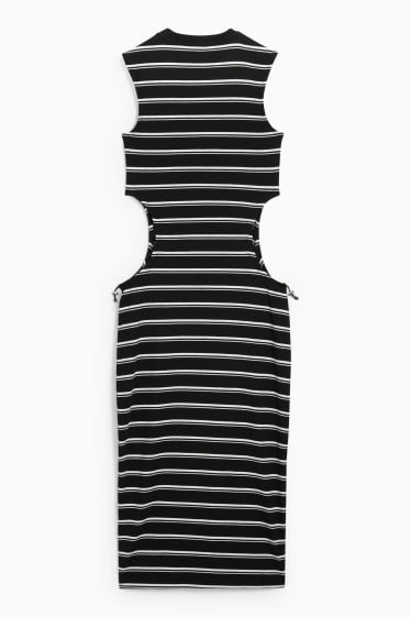 Femmes - Robe moulante - à rayures - noir / blanc
