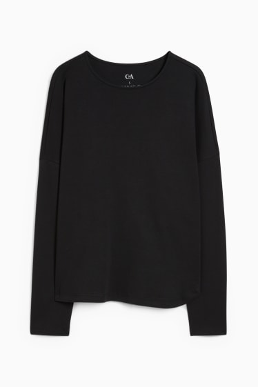 Damen - Basic-Langarmshirt - schwarz