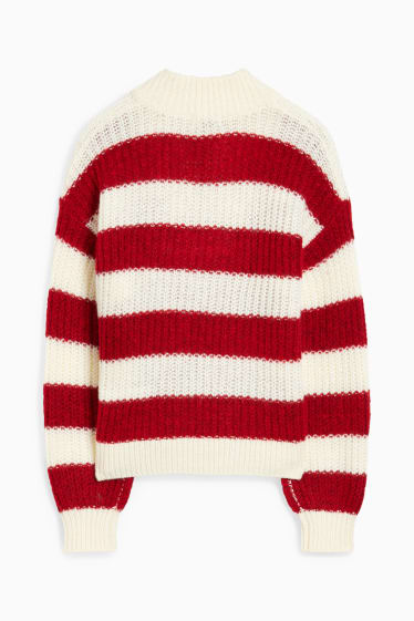 Kinder - Pullover - gestreift - rot / cremeweiß