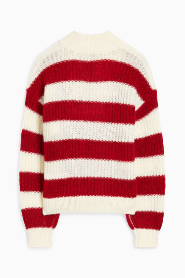 Bambini - Maglione - a righe - rosso / bianco crema