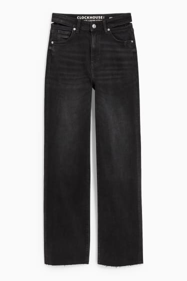 Dames - CLOCKHOUSE - loose fit jeans - high waist - jeansdonkergrijs