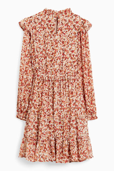 Children - Chiffon dress - patterned - light beige