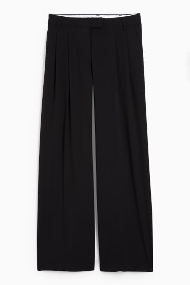 Femei - CLOCKHOUSE - pantaloni de stofă - talie medie - wide leg - negru