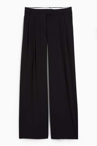 Donna - Pantaloni - vita media - gamba ampia - nero