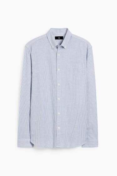 Men - Oxford shirt - slim fit - button-down collar - striped - blue