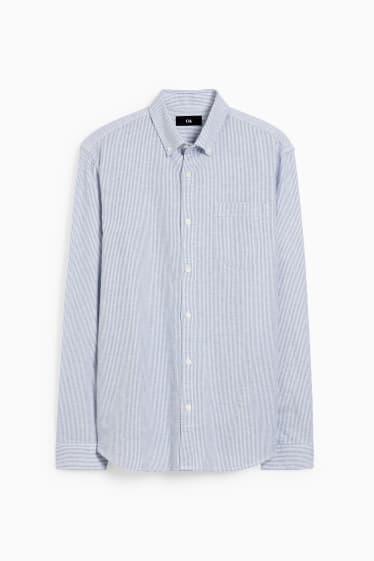 Hommes - Chemise oxford - slim fit - col button-down - à rayures - bleu