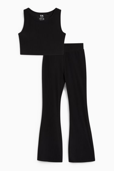 Niños - Conjunto - top y pantalón de punto funcionales - 2 piezas - negro