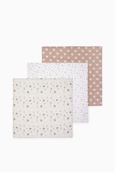 Unisexe - Lot de 3 - langes en gaze de coton pour bébé - beige